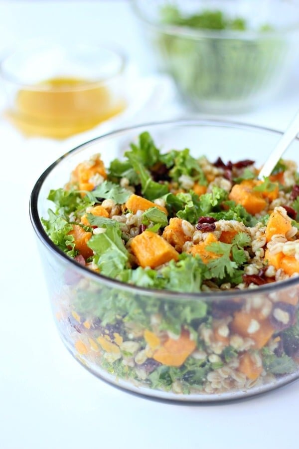 Sweet Potato Kale Salad With Citrus Vinaigrette Dressing
