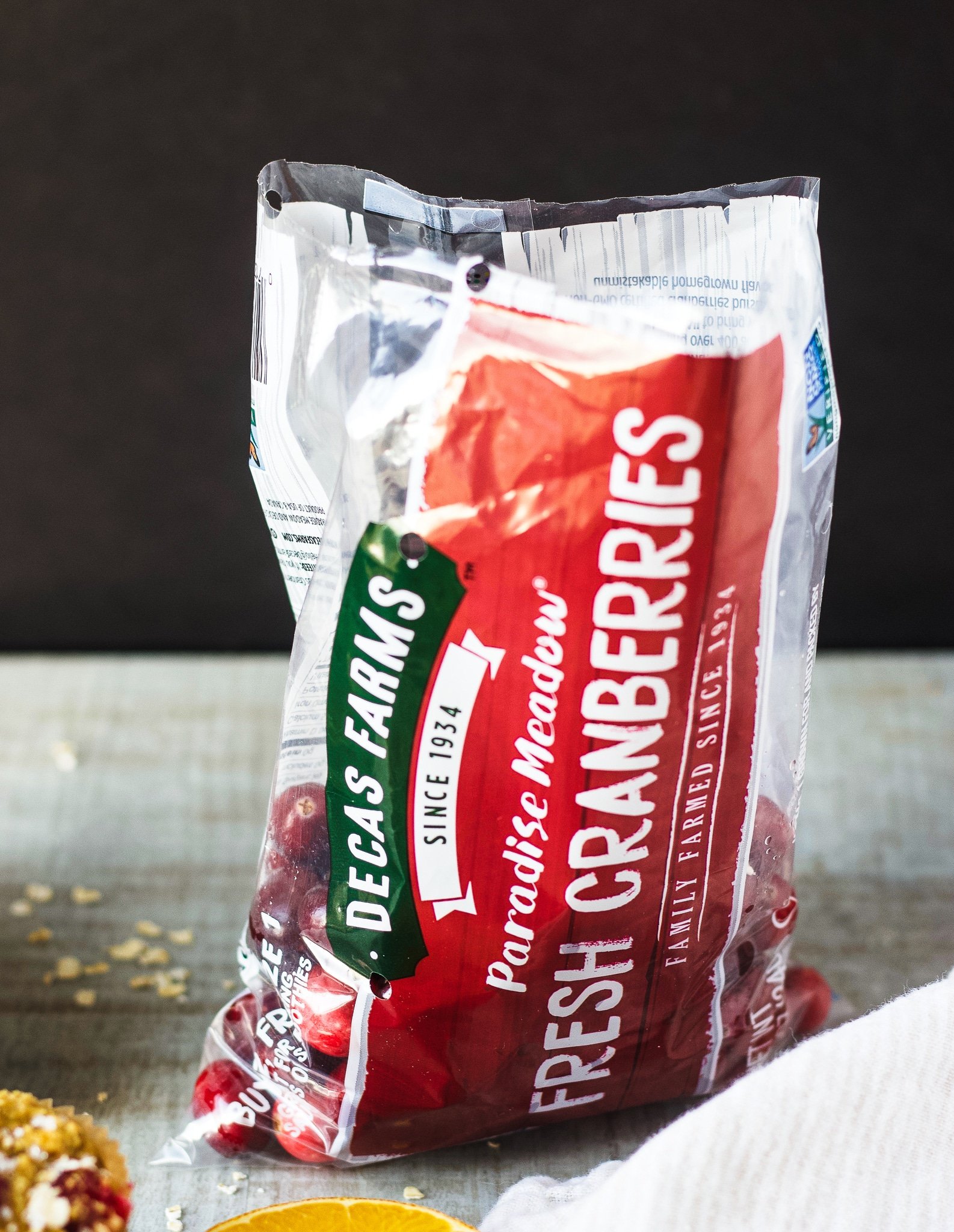 A pack of Decas Farm Cranberries