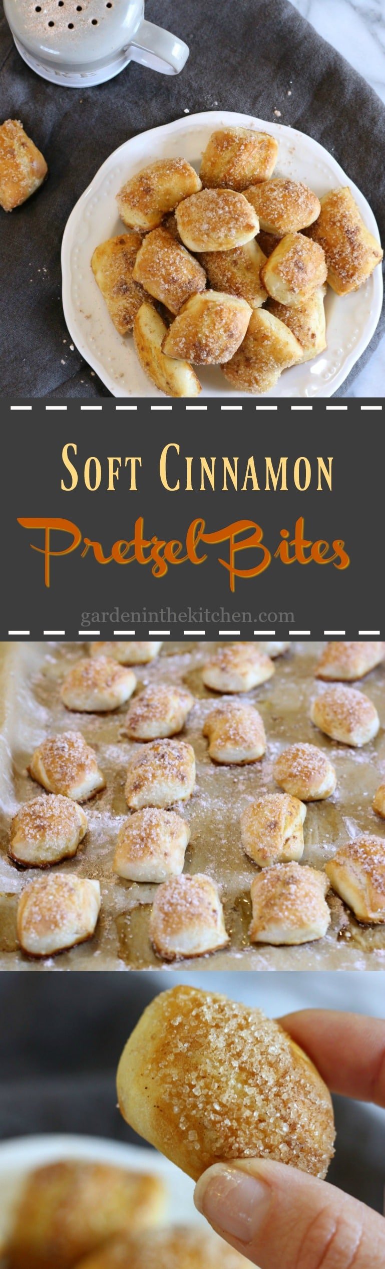 Soft Cinnamon Pretzel Bites | gardeninthekitchen.com