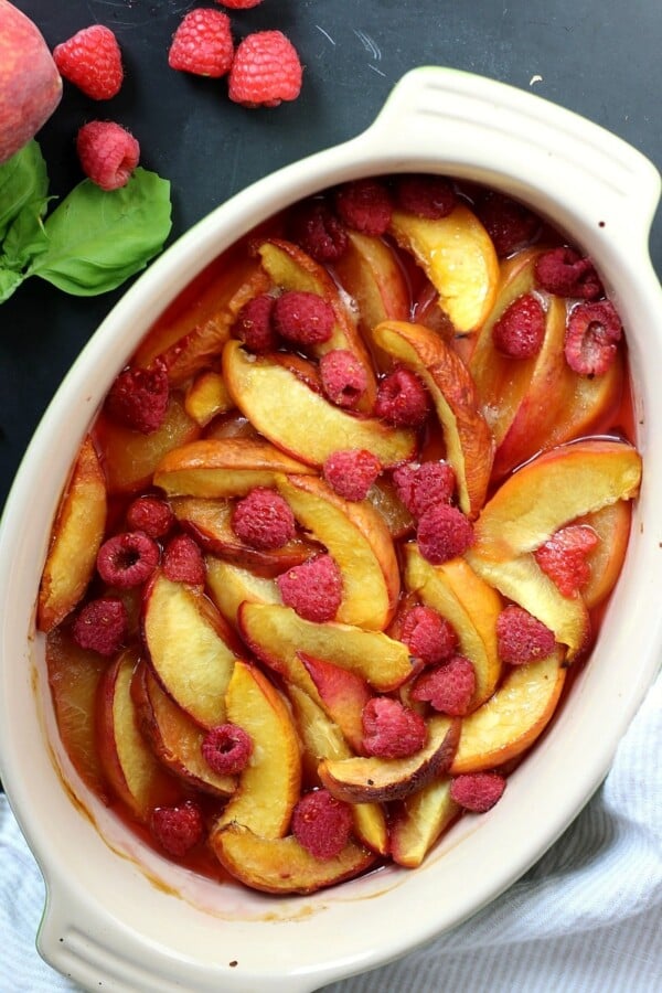 Easy Baked Peaches & Raspberries