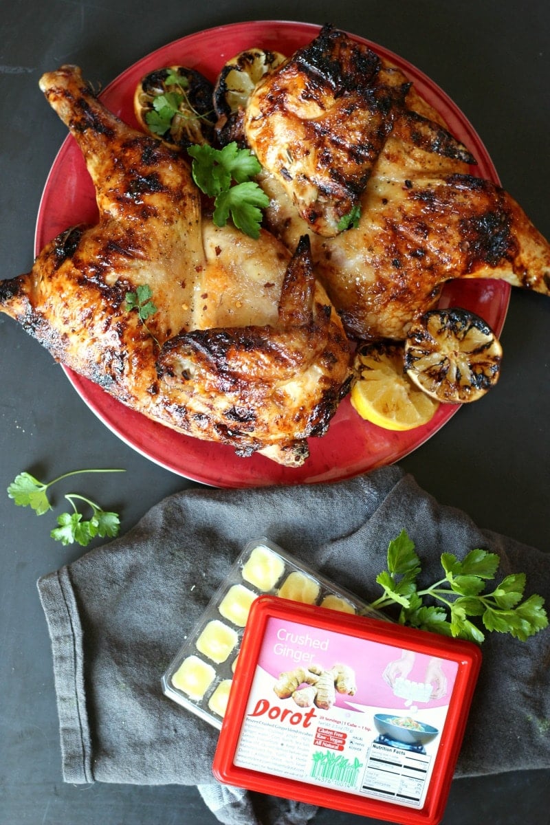 Grilled Split Chicken with Dorot Ginger & Honey 