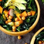 Roasted Brussels and Butternut Squash Kale Salad | Garden in the Kitchen