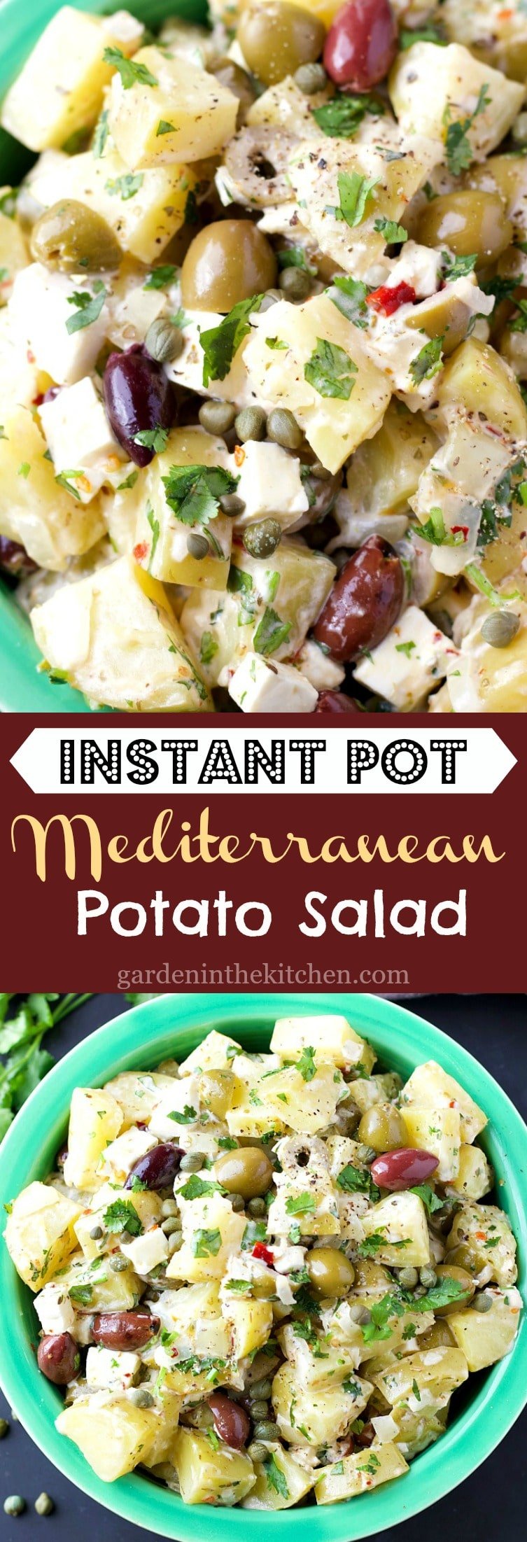Instant Pot Mediterranean Potato Salad long photo collage 