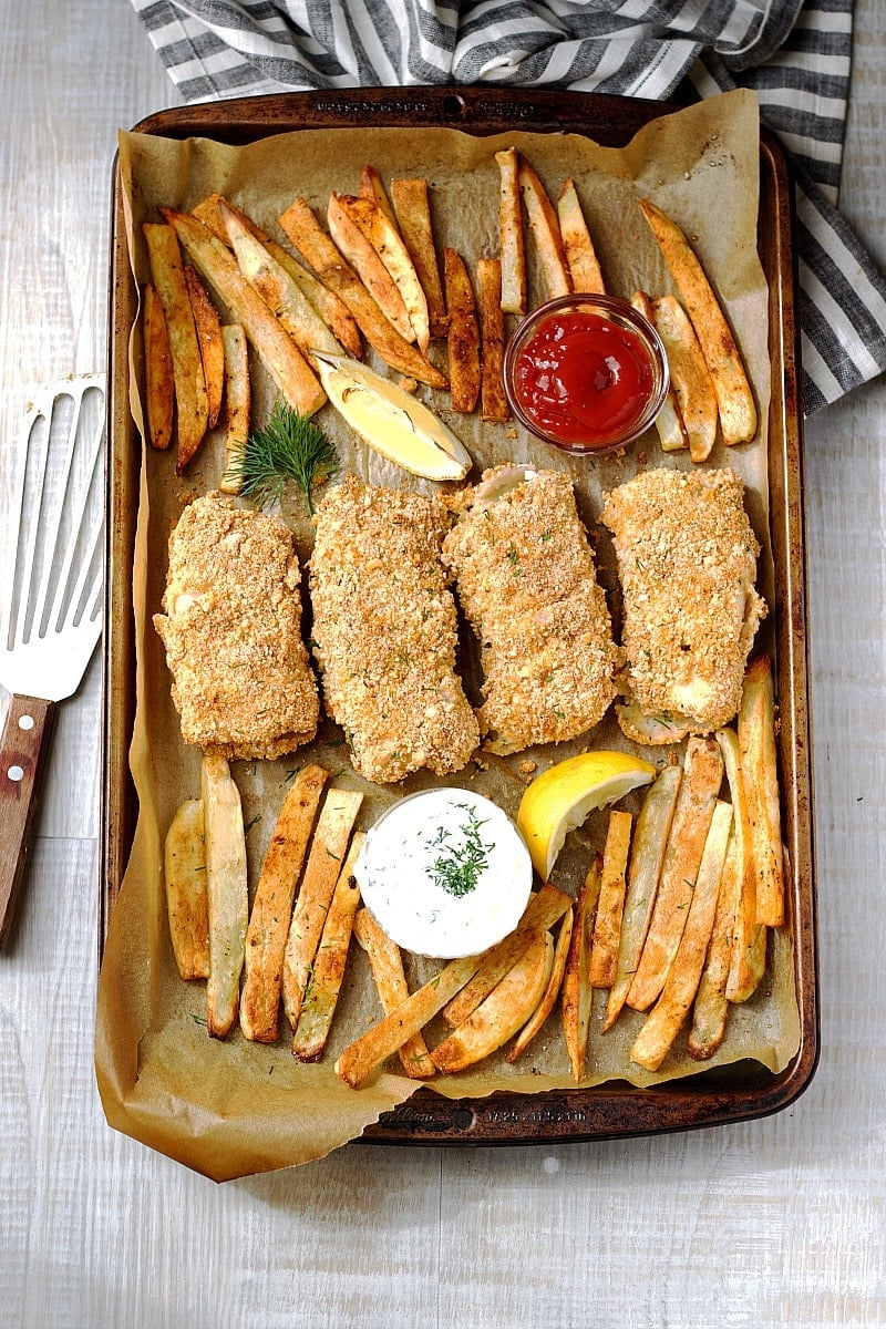 Healthy Baked Fish and Chips 