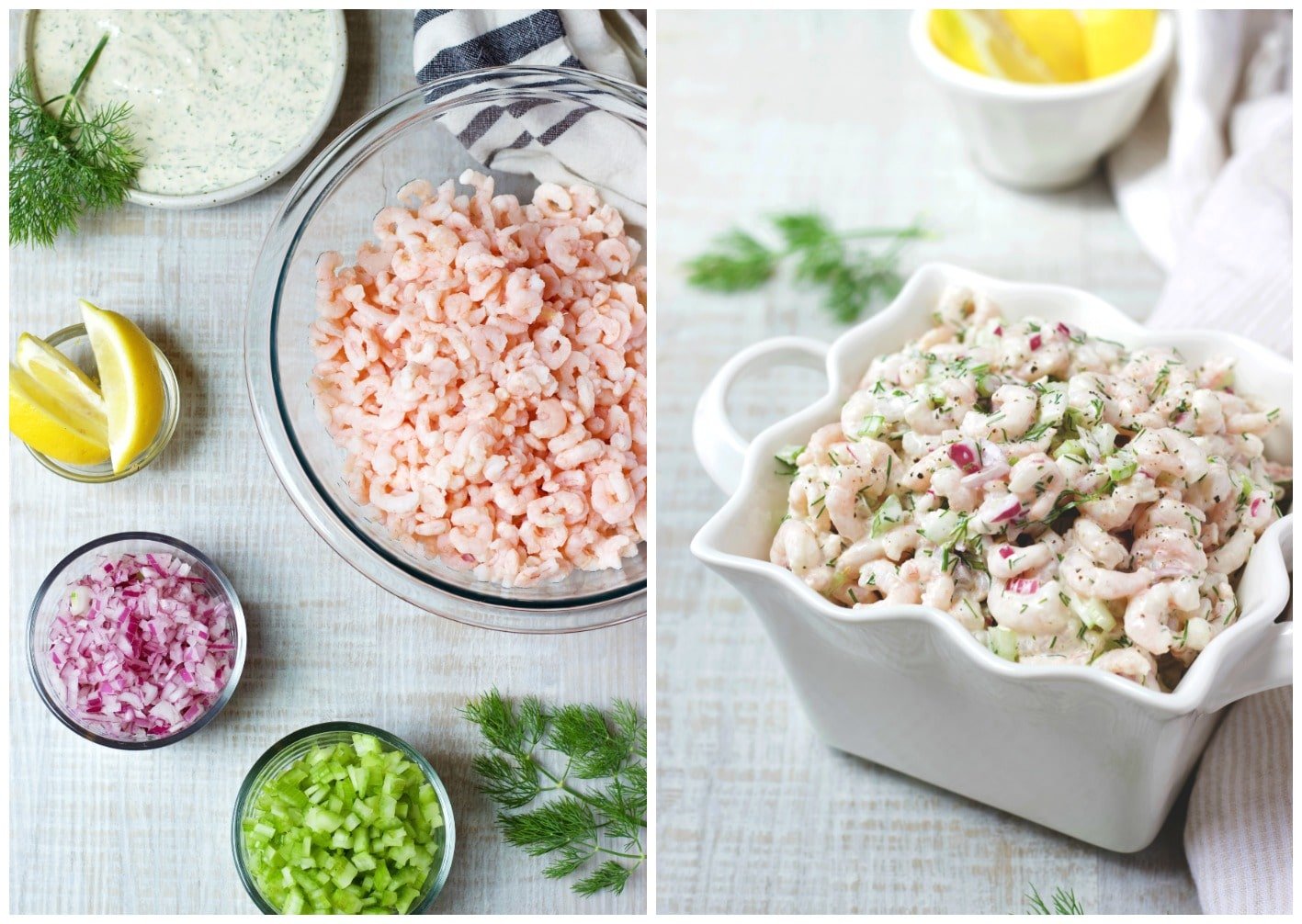 Ingredients for a Healthy Shrimp Salad Sandwich 