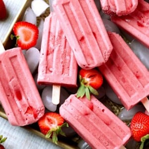 Healthy Strawberry Yogurt Popsicles with Collagen!