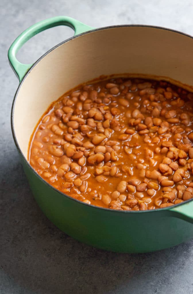 Pinto beans cooked using the stove top method