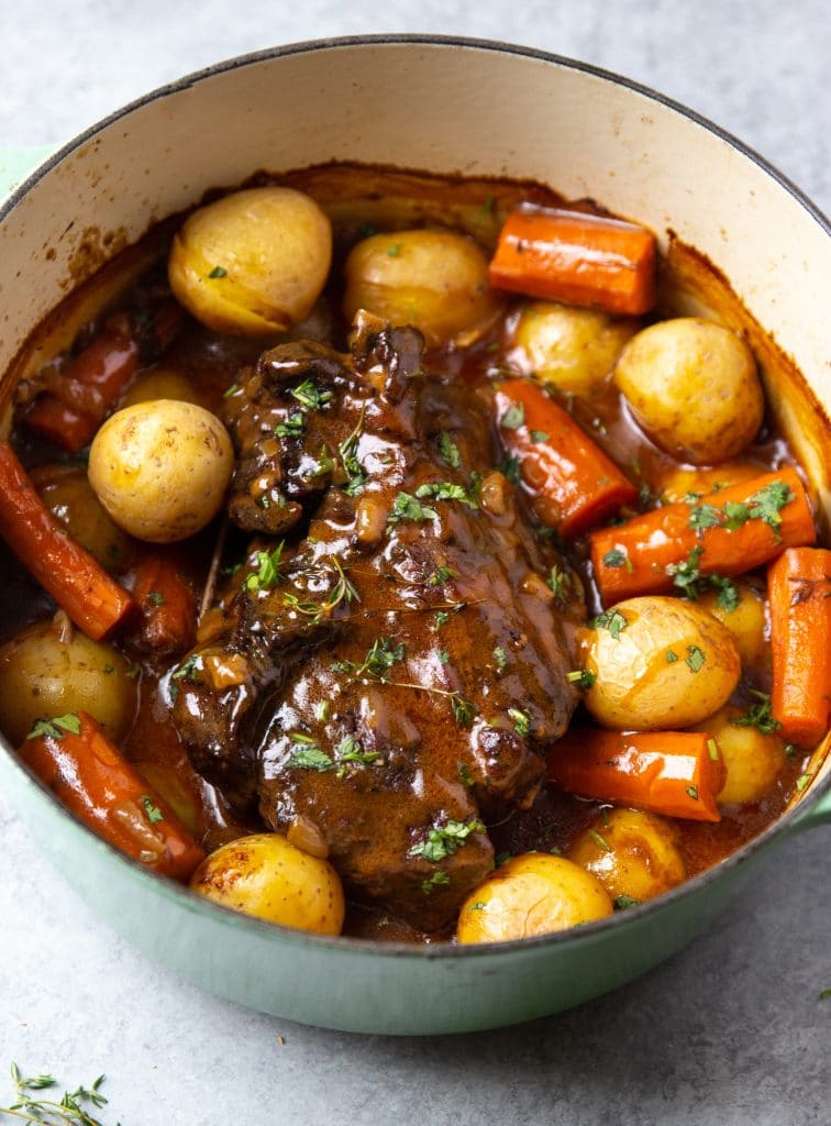 Mississippi pot roast with potatoes and carrots