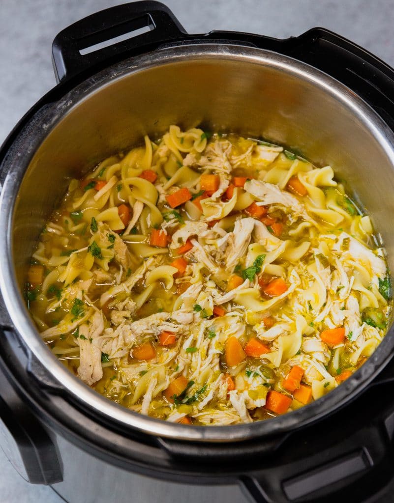 chicken noodle soup in an instant pot