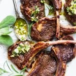 Pan Seared Lamb Chops with Herb Artichoke Sauce