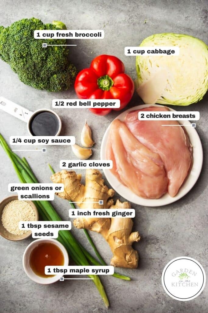 ingredients for a healthy chicken stir fry recipe