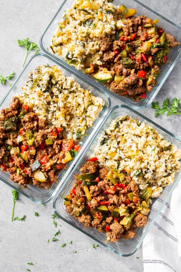 ground beef and rice meal prep