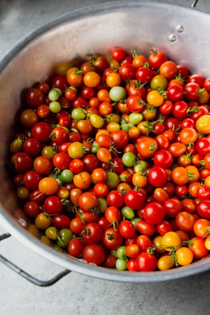 A large bowl of cherry tomatoes.