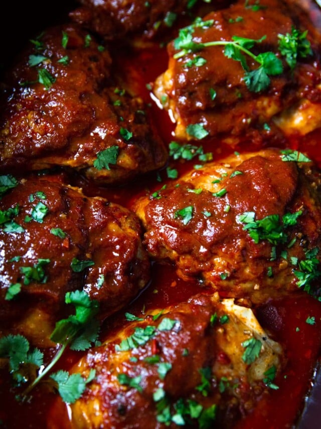 Slow Cooker BBQ Chicken Thighs | Garden In The Kitchen