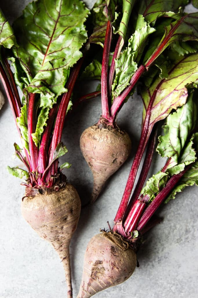 Beetroot with greens.