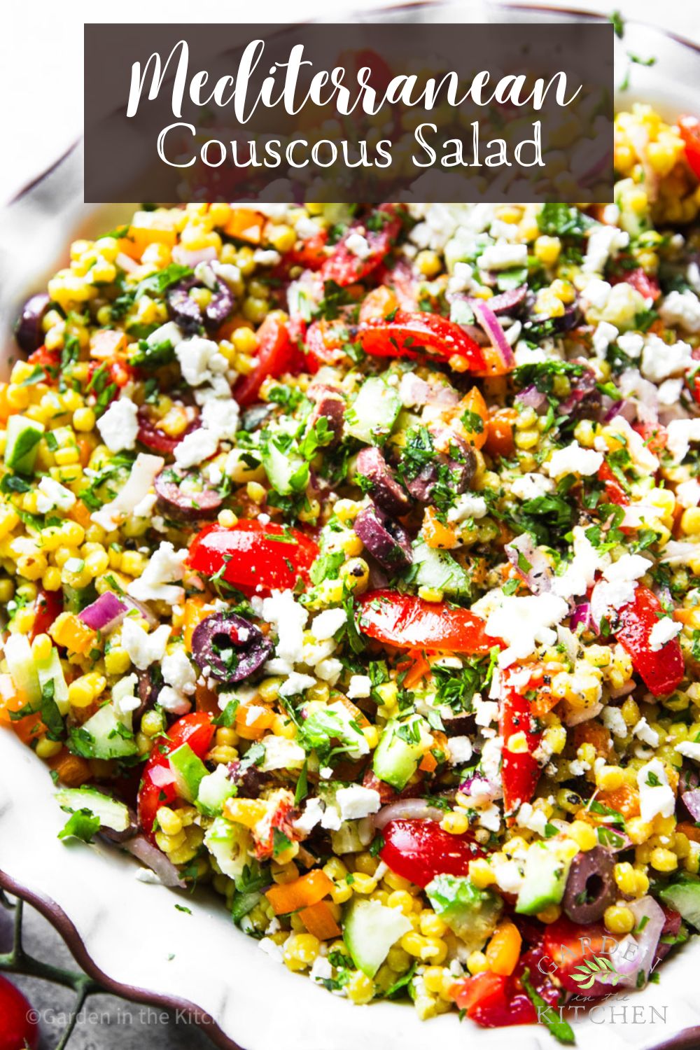 Israeli couscous salad in a bowl 