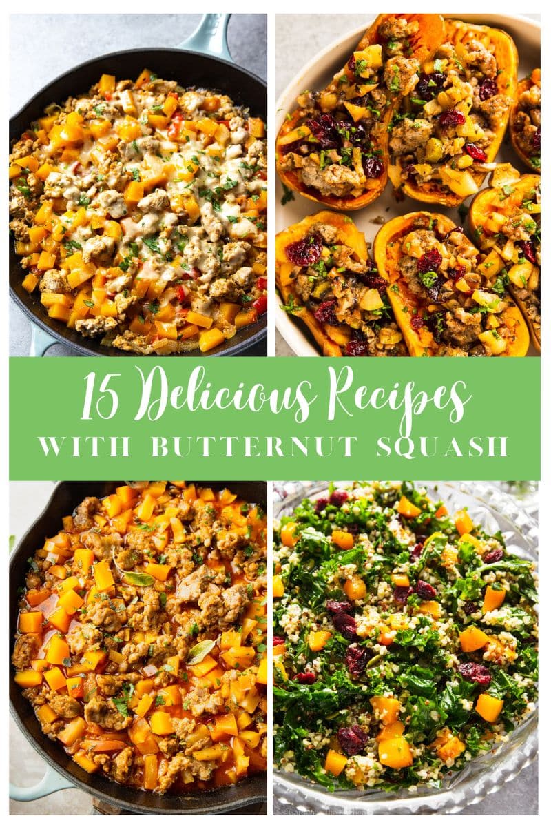photo collage of recipes using butternut squash