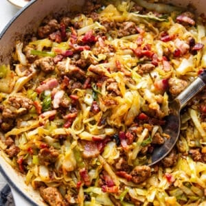 friend cabbage with sausage
