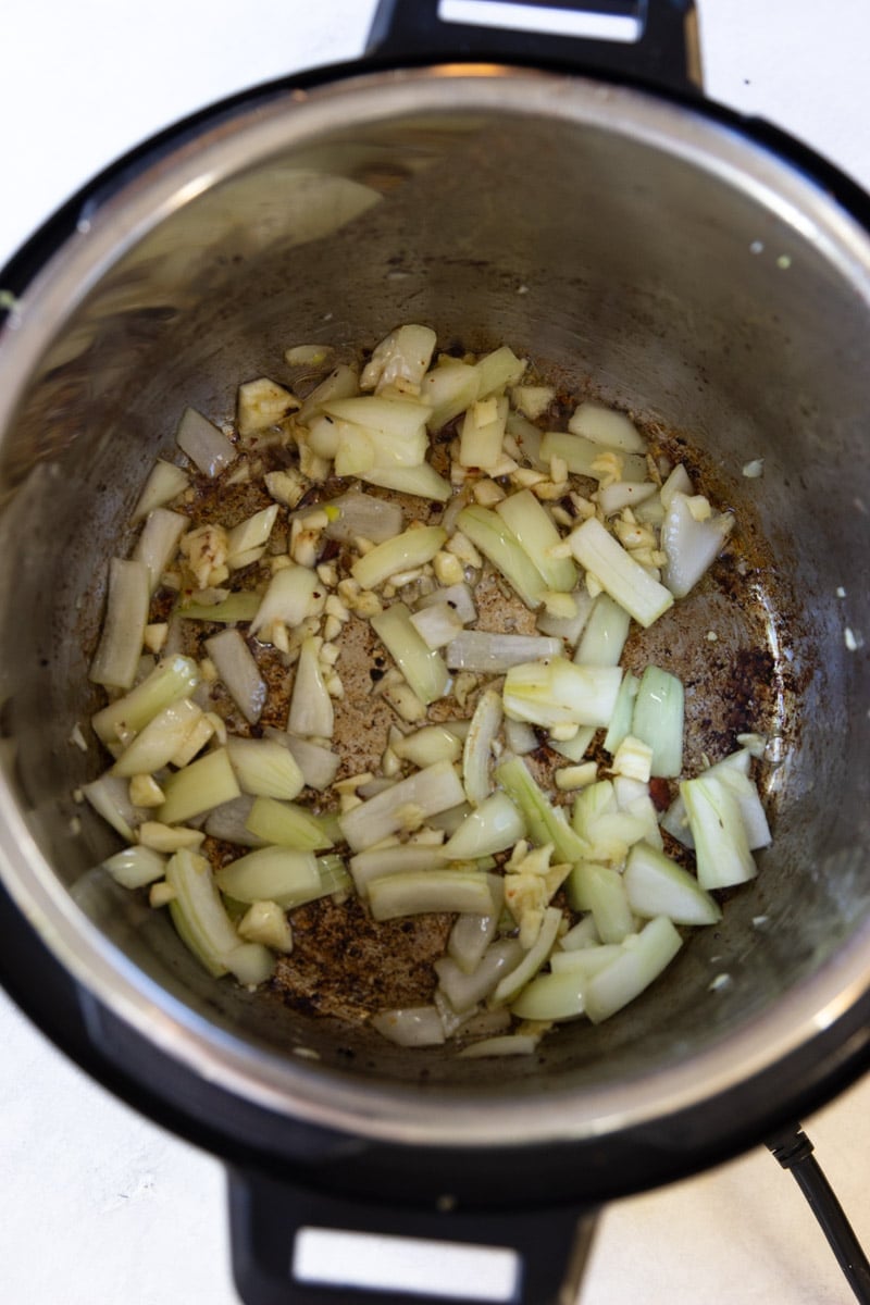 Onions and garlic in the instant pot. 