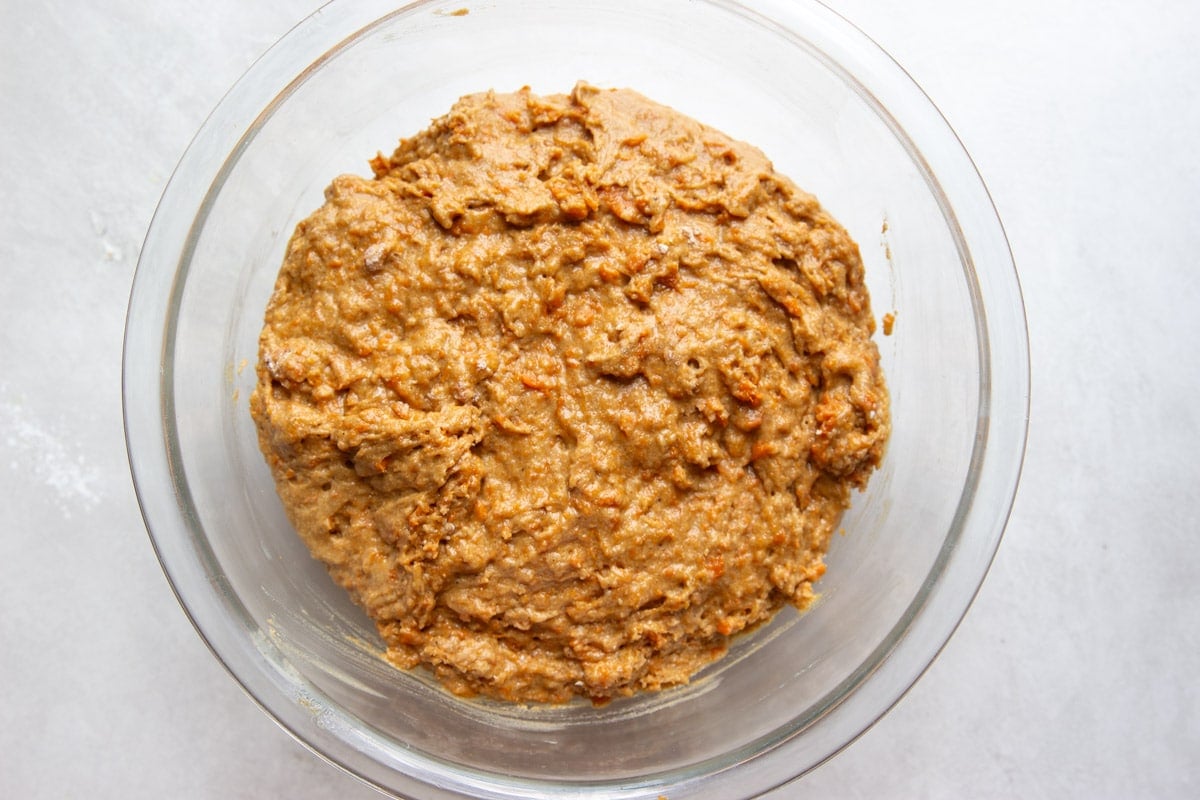 Mashed sweet potato batter.