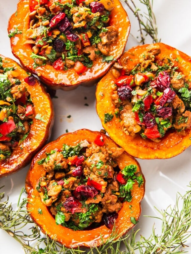 Sausage and Kale Stuffed Koginut Squash