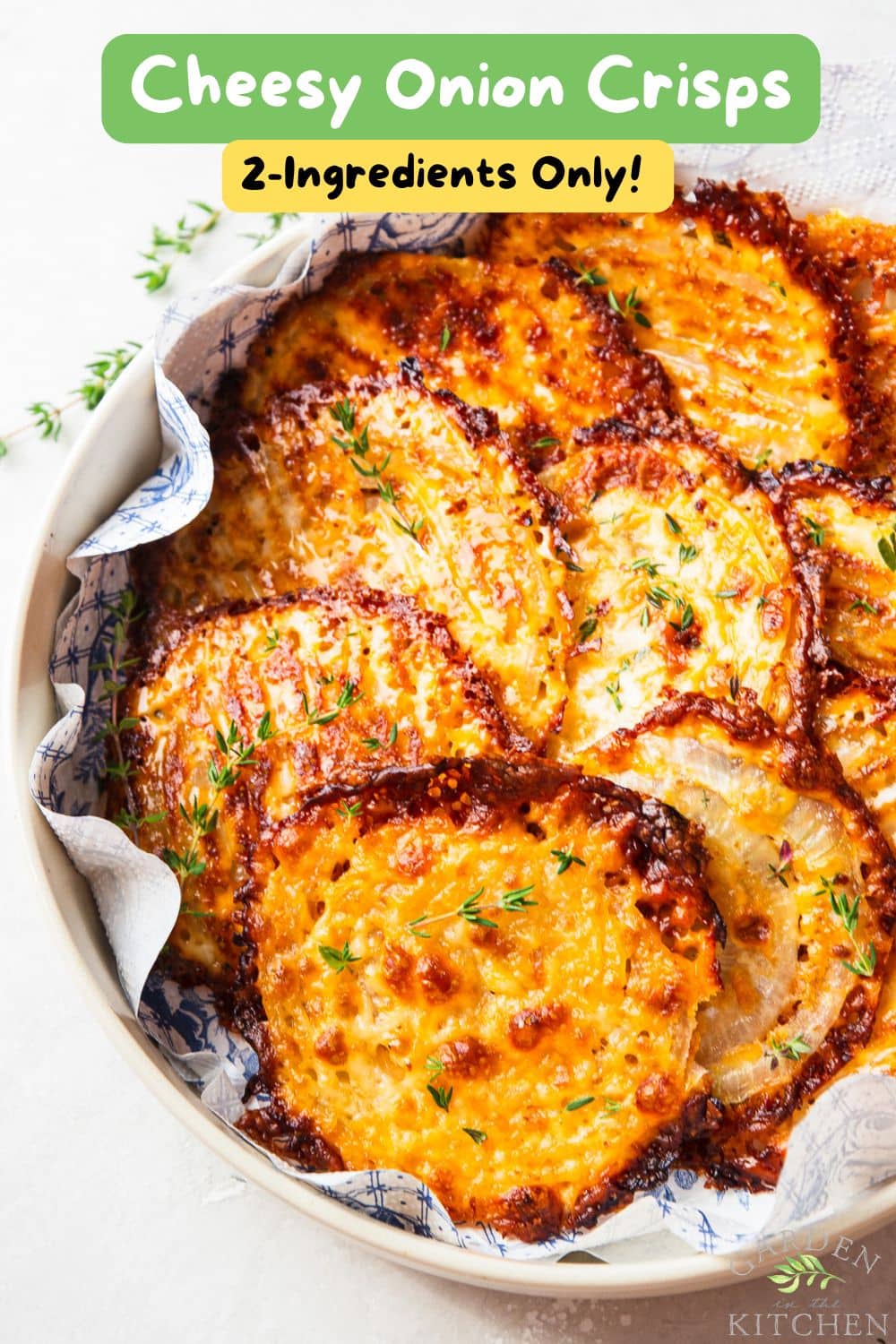 Make these crispy Cheesy Onion Crisps with just two simple ingredients! Golden, cheesy, and irresistibly crunchy, they're perfect as an appetizer, snack, or low-carb side dish.