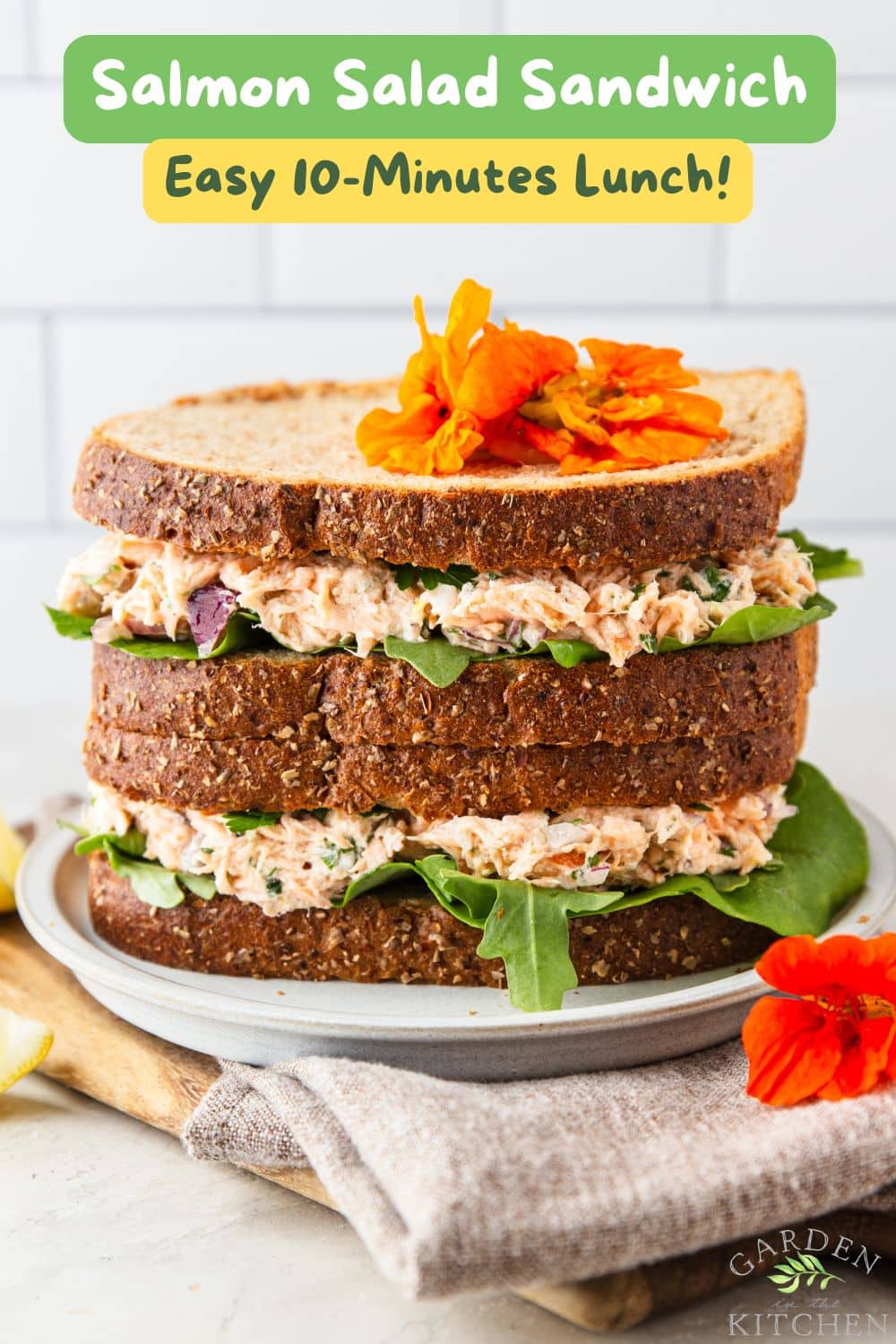 Turn leftover salmon into the best salmon salad sandwich! This easy, protein-packed lunch is made with flaky salmon, fresh herbs, lemon, and mayo in just 10 minutes.