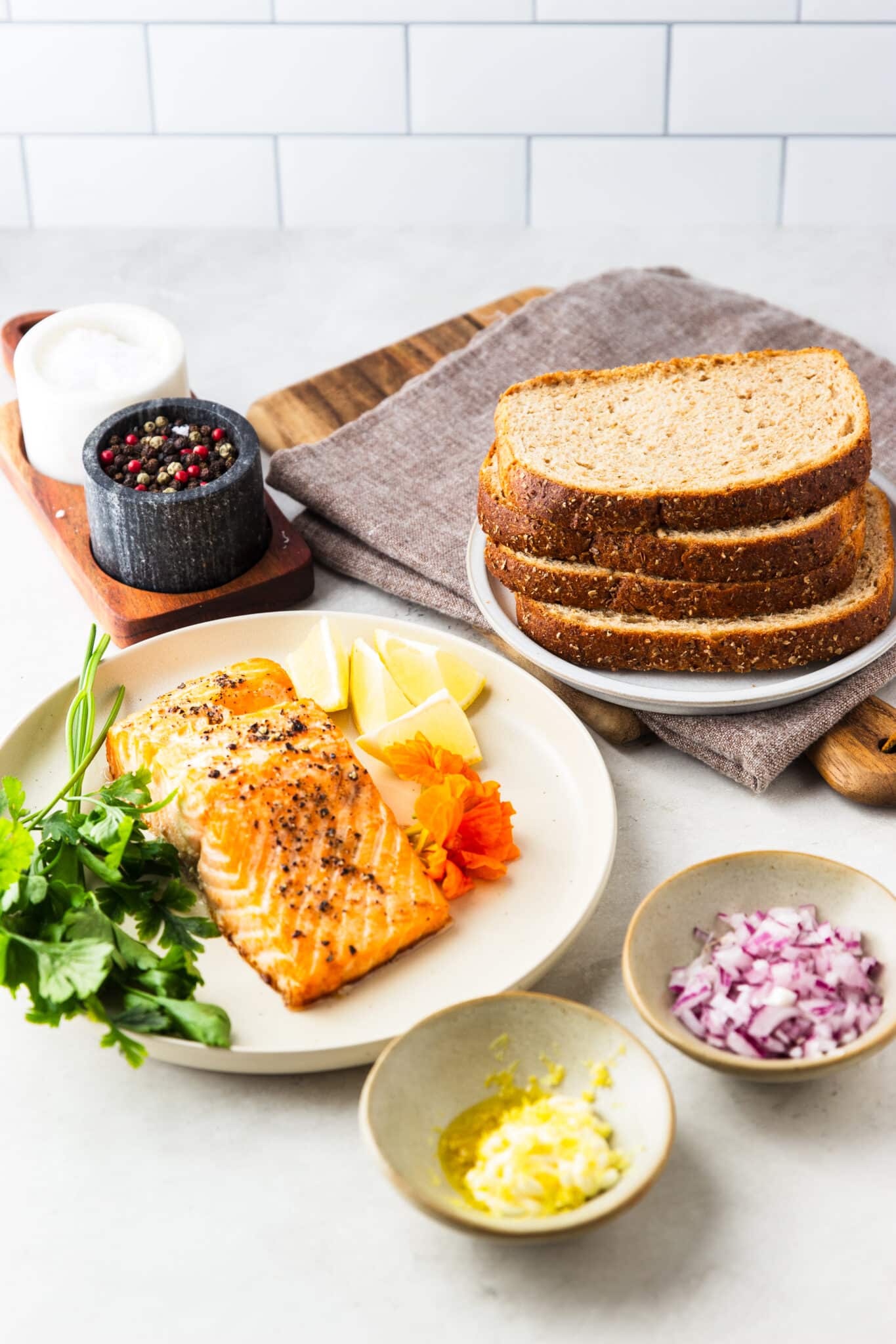 Turn leftover salmon into the best salmon salad sandwich! This easy, protein-packed lunch is made with flaky salmon, fresh herbs, lemon, and mayo in just 10 minutes.