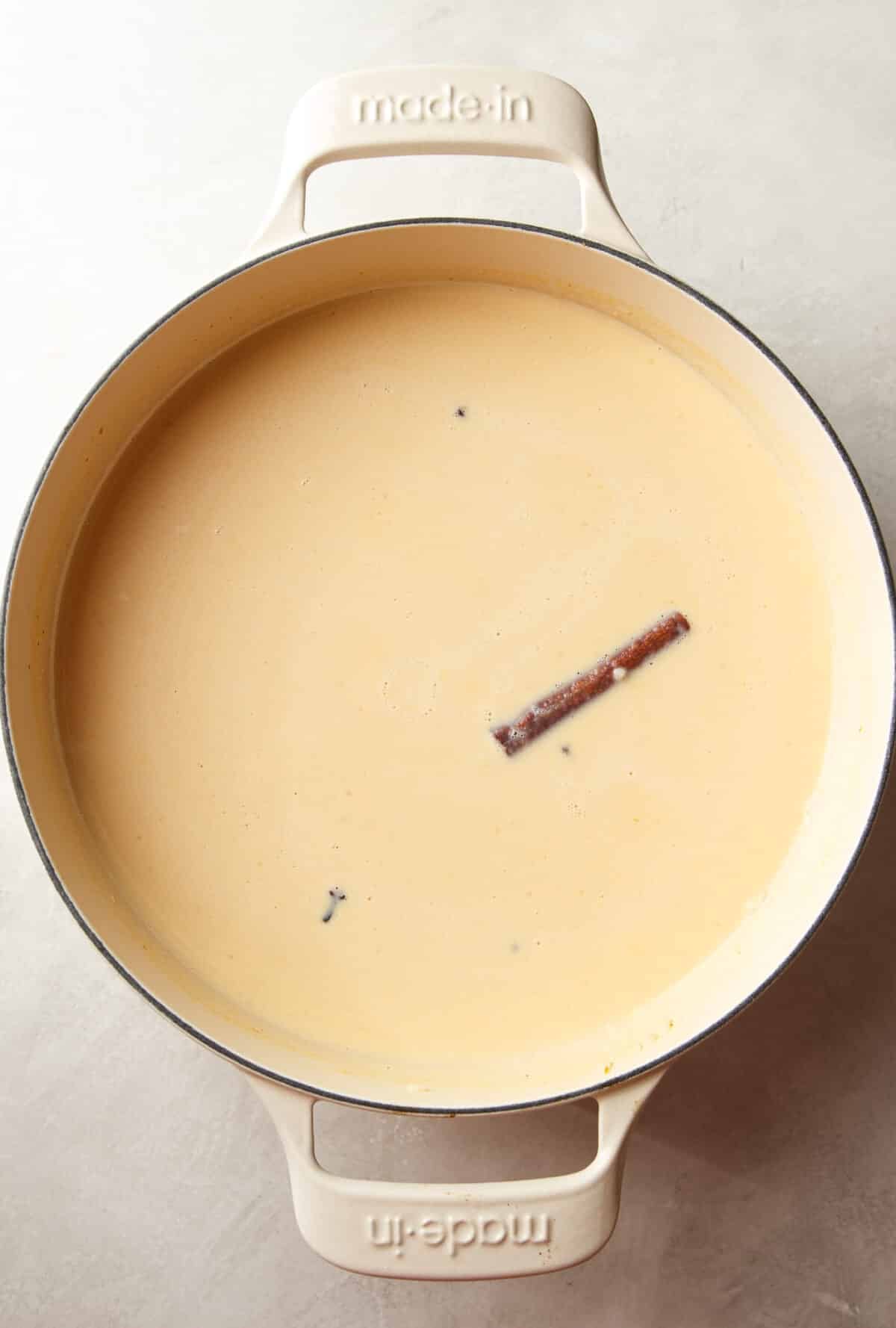 tres leches in a pot for rice pudding